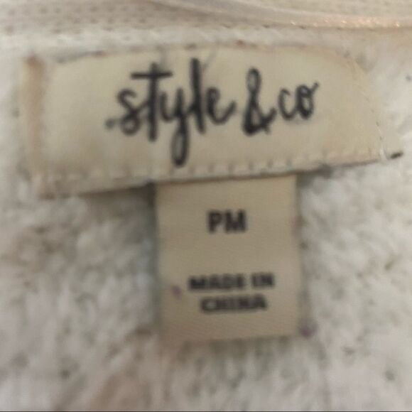 Style & Co White/Blue Striped Fleece Cardigan - Picture 4 of 6